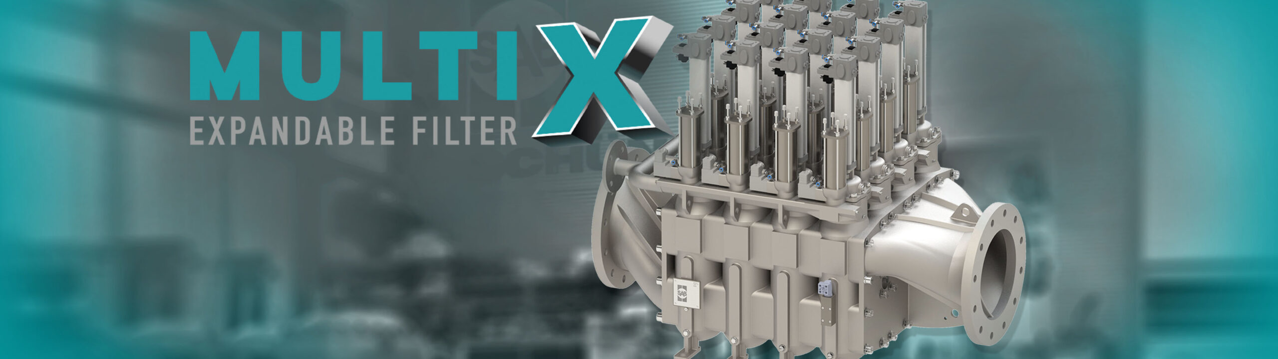 F490 MultiX Filter freigegestellt, vor verschwommenem Hintergrund
