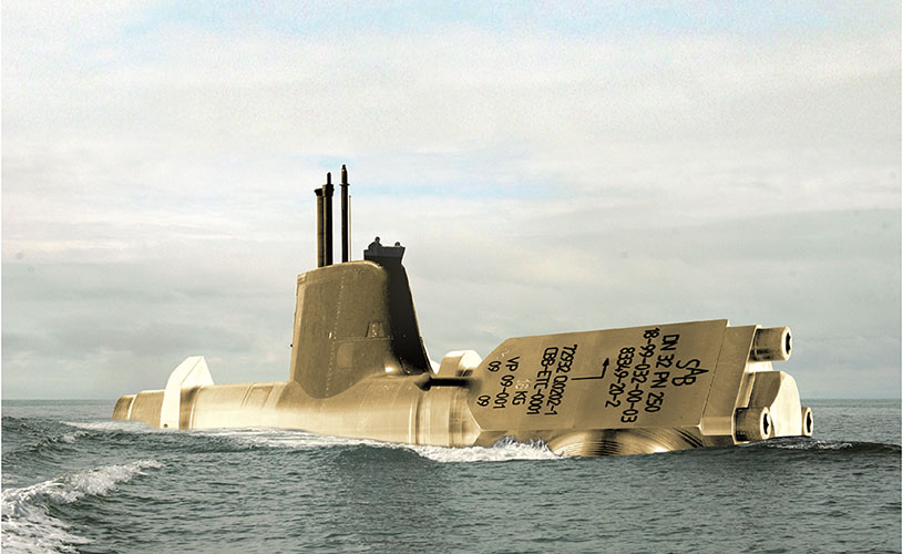 U-Boot im Meer an Wasseroberflaeche