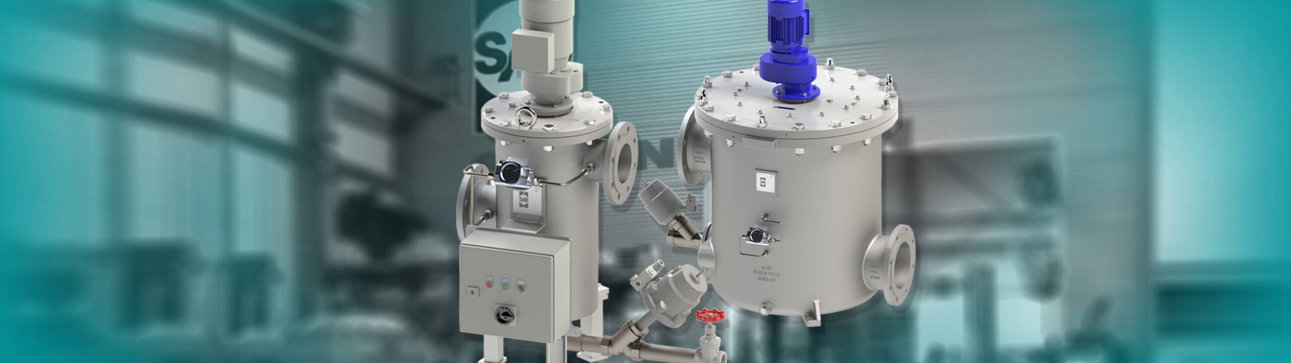 Schuenemann Filter F400, F440 freigestellt vor verschwommenem Hintergrund